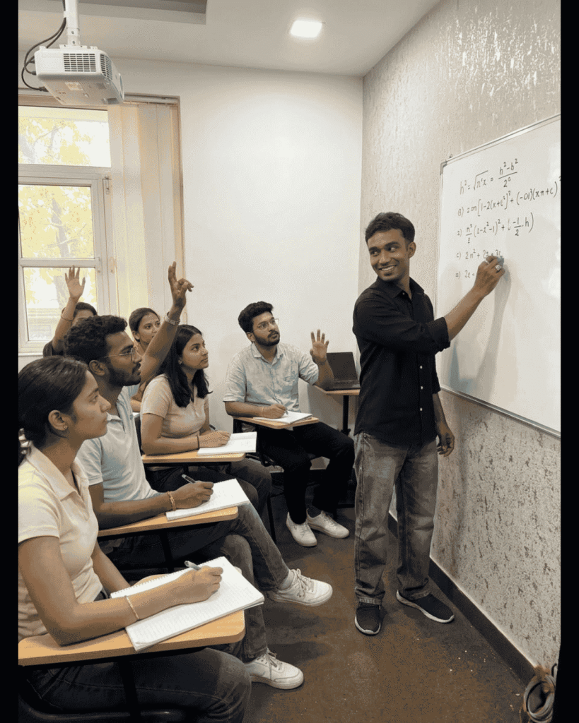 Shaheer teaching students in an interactive classroom training session